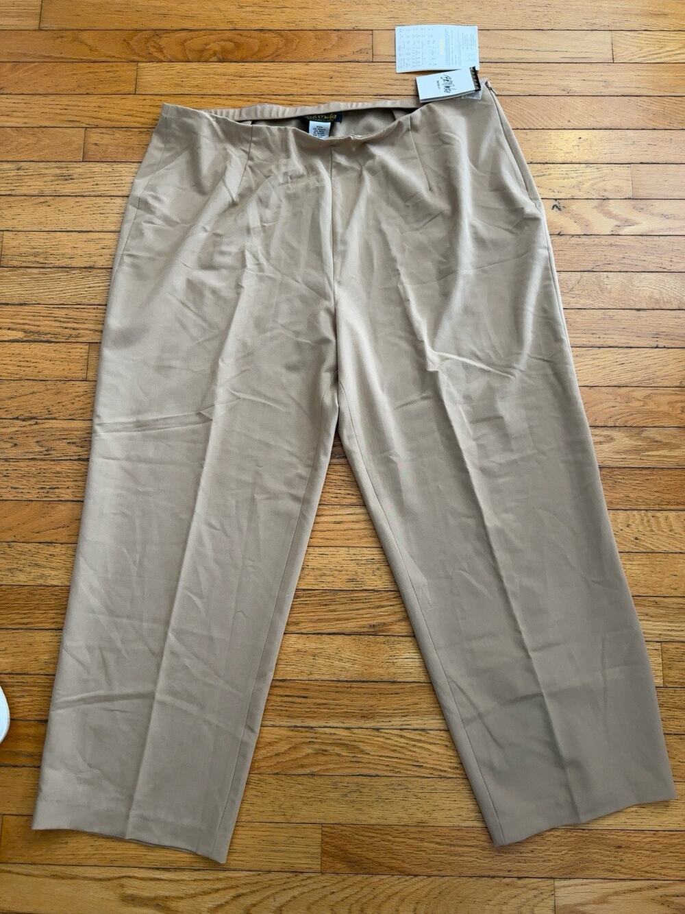 Bob Mackie Wearable Art Petite 2X Pull On Dress Pants Beige Career Stretch NWT